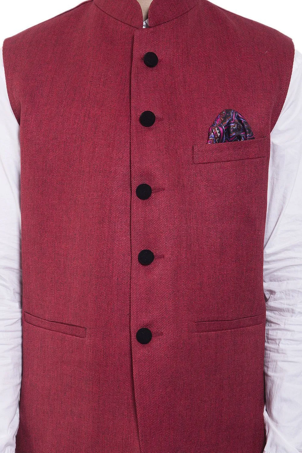 Rayon Red Modi Nehru Jacket
