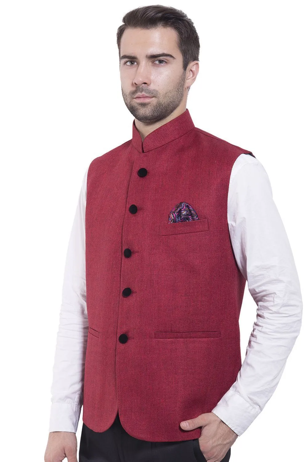 Rayon Red Modi Nehru Jacket