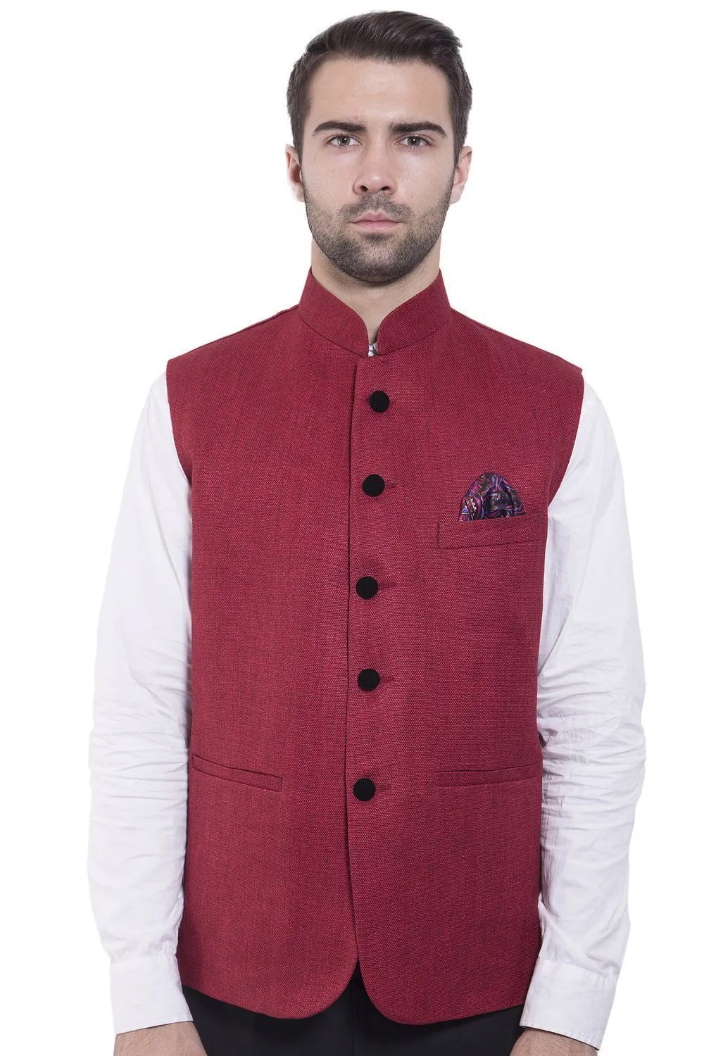 Rayon Red Modi Nehru Jacket