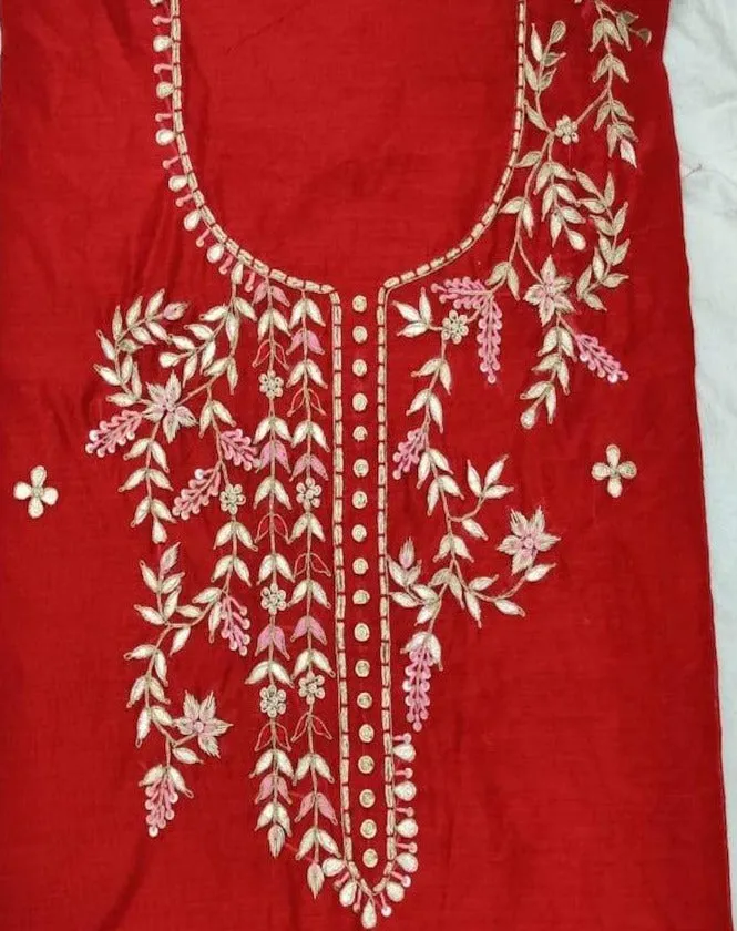 Red Chanderi Gota Patti Kurti