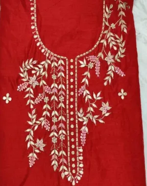 Red Chanderi Gota Patti Kurti