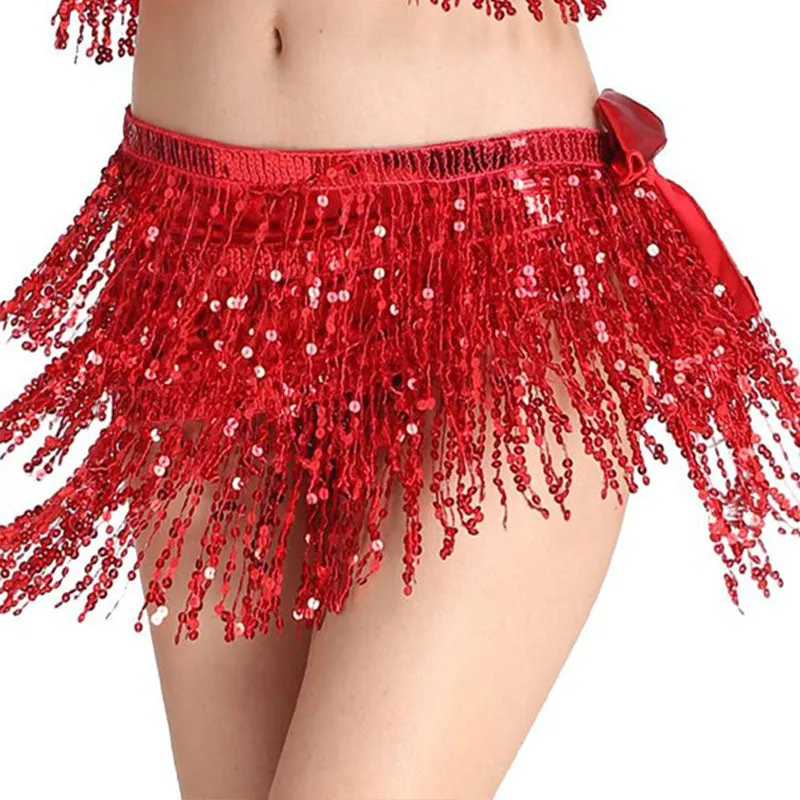Red Sequin Wrap Around Skirt
