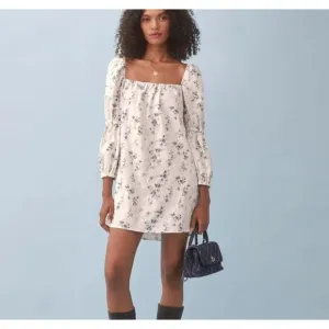 Reformation $178 Jerri Floral-Printed Puff Sleeve Linen Mini Dress Size Medium