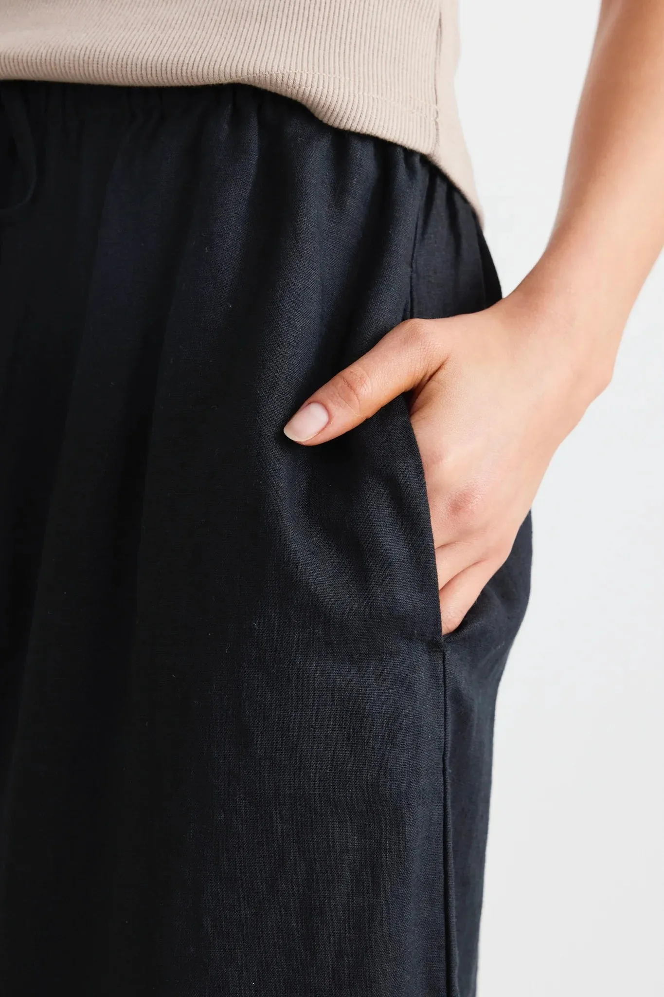 Resort Black Linen Wide Leg Pants