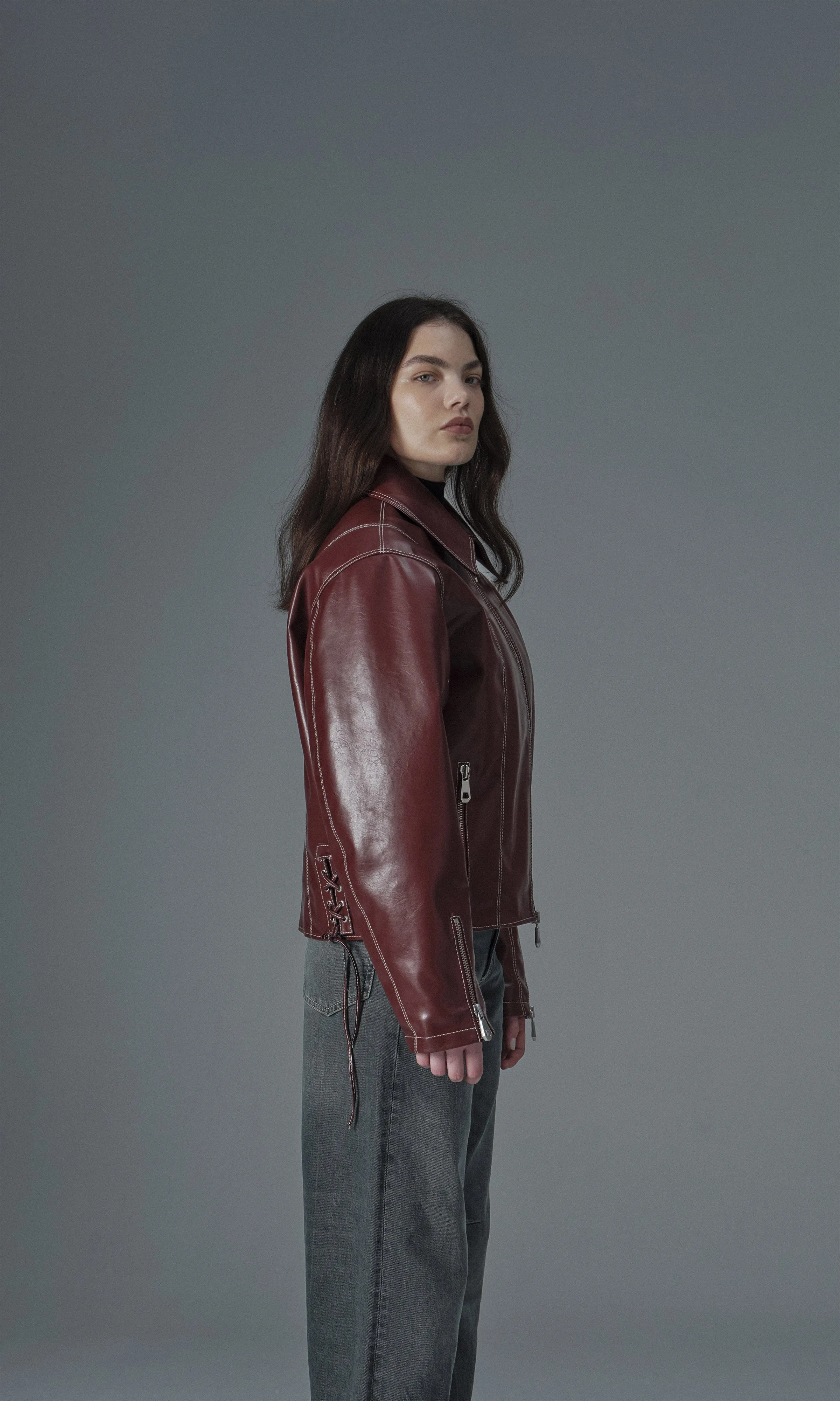 Robin Unisex Vegan Olive Leather Jacket | Bordeaux