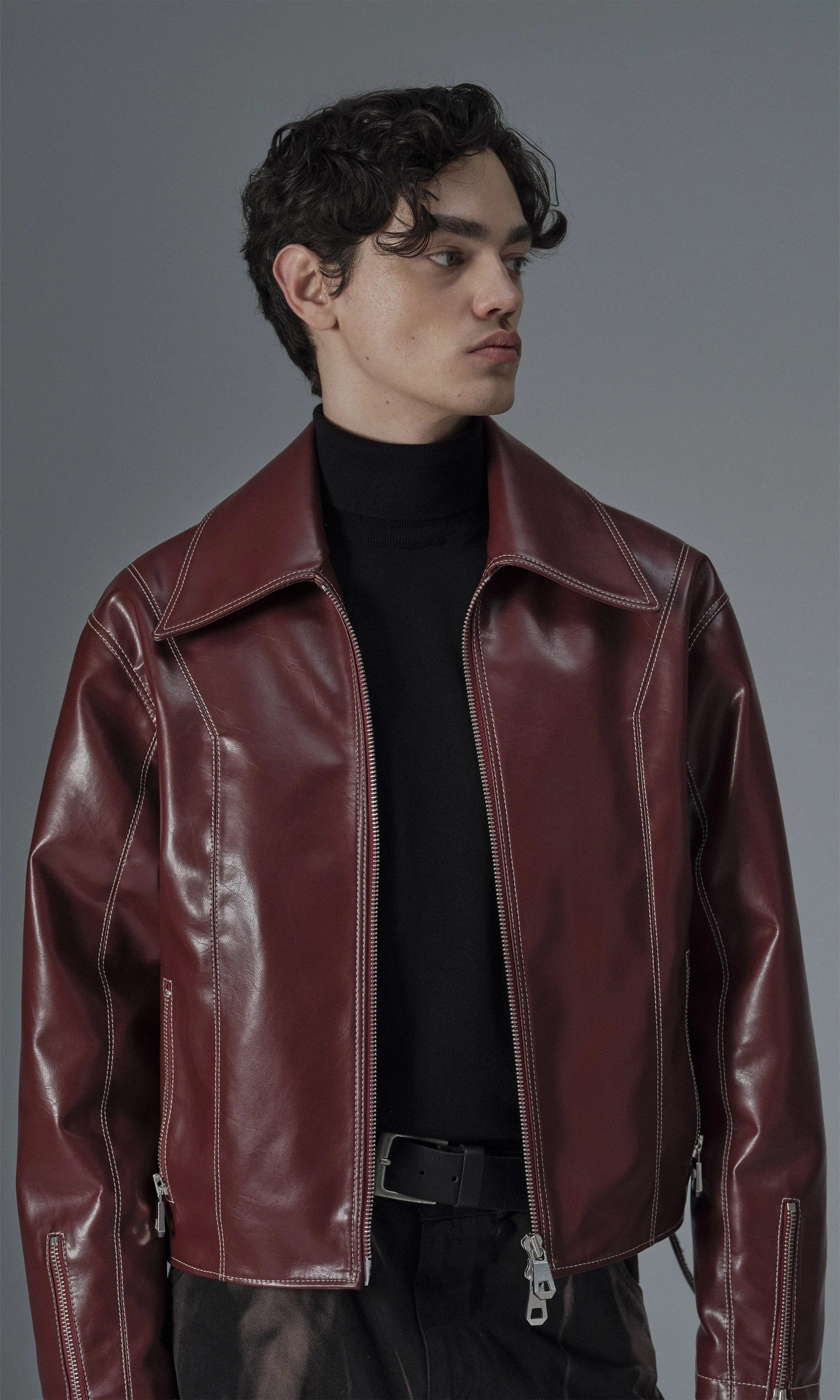 Robin Unisex Vegan Olive Leather Jacket | Bordeaux