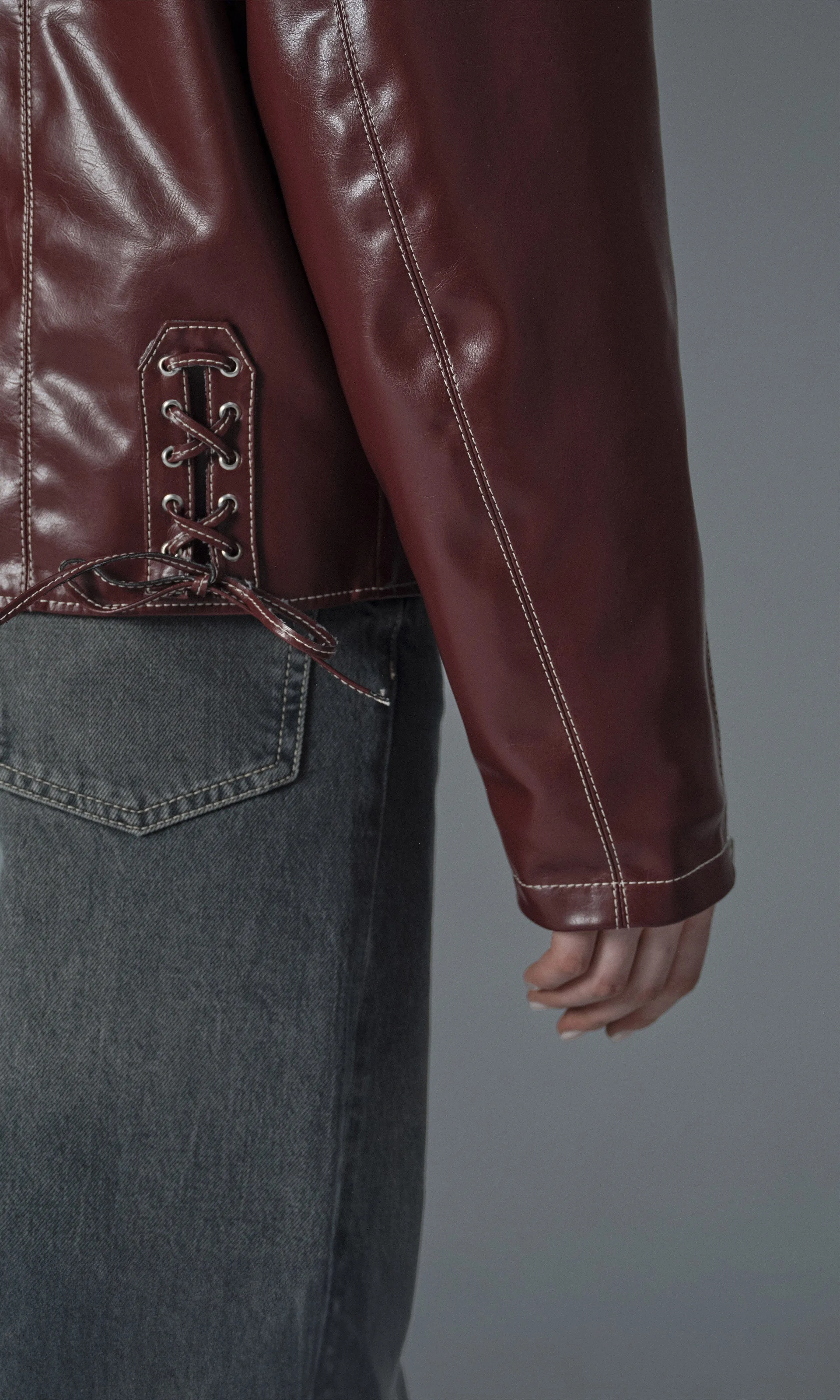 Robin Unisex Vegan Olive Leather Jacket | Bordeaux
