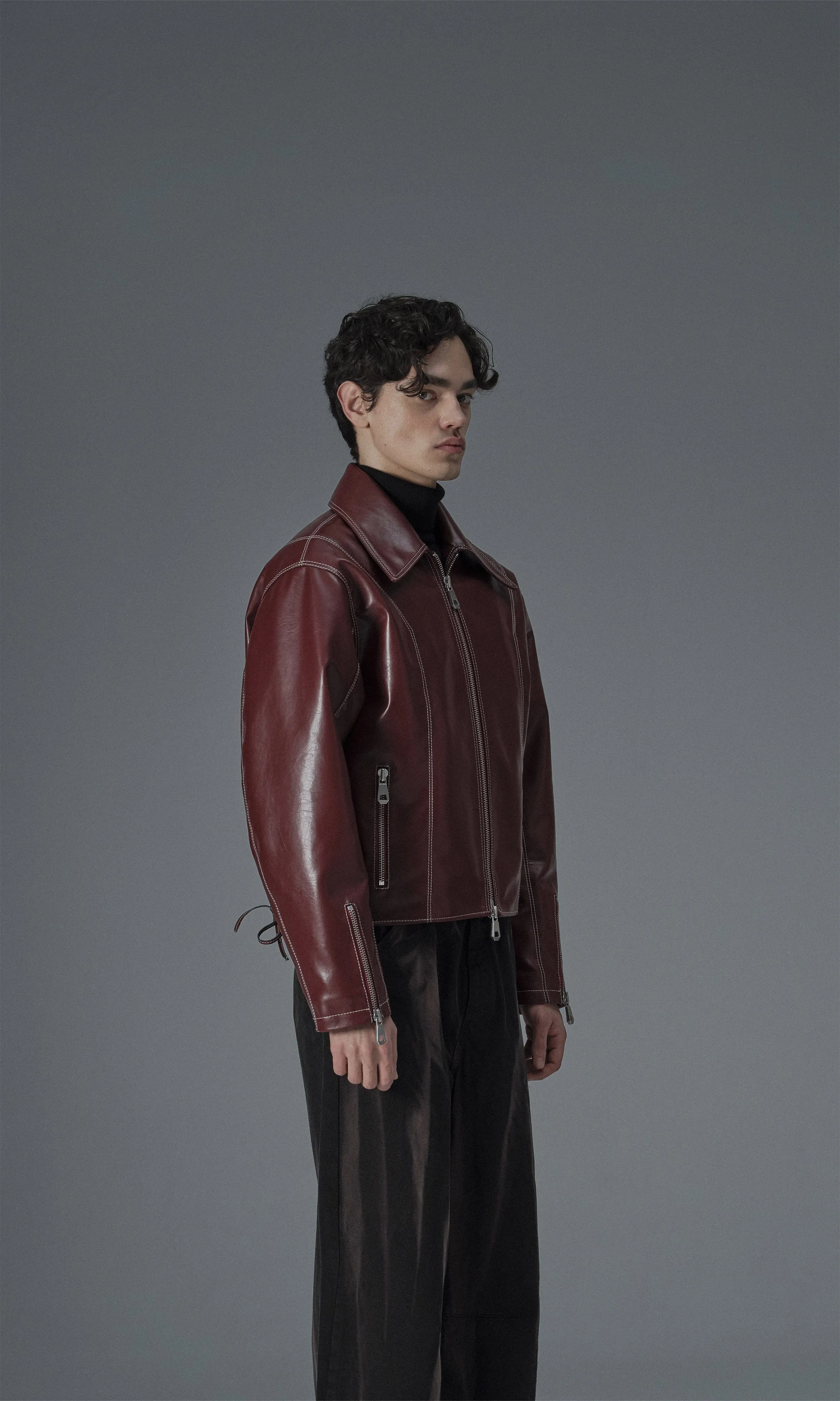 Robin Unisex Vegan Olive Leather Jacket | Bordeaux