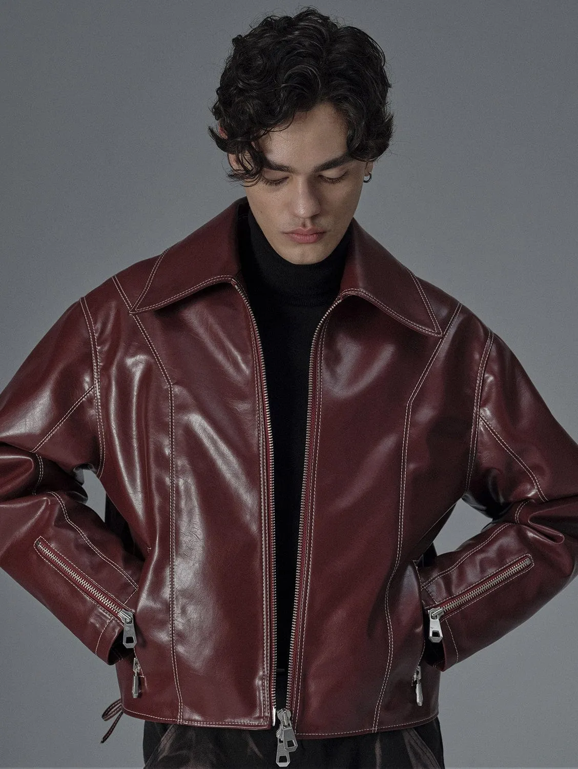 Robin Unisex Vegan Olive Leather Jacket | Bordeaux