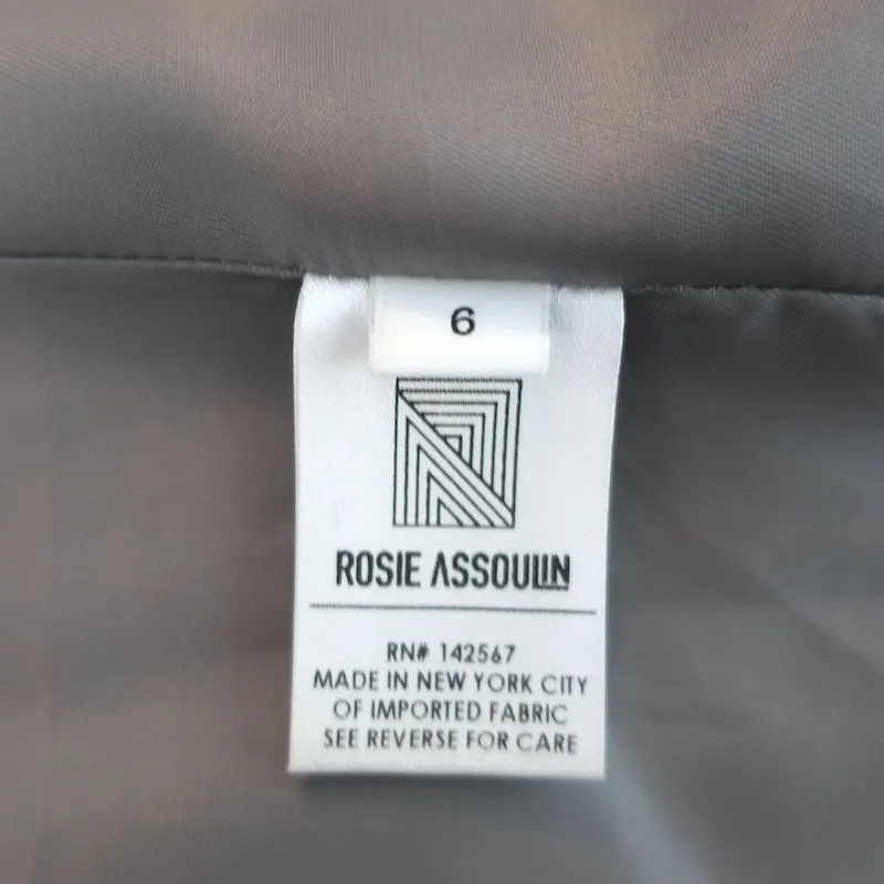 Rosie Assoulin Blazer Gray Stretch Wool Blend Size 6 Single Breasted Jacket