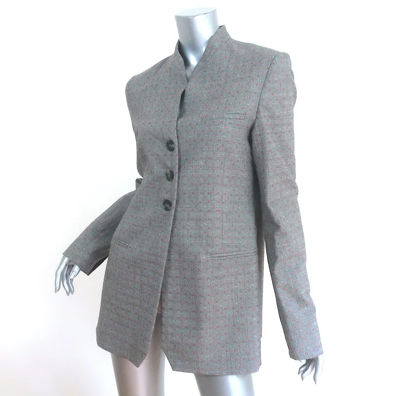 Rosie Assoulin Blazer Gray Stretch Wool Blend Size 6 Single Breasted Jacket