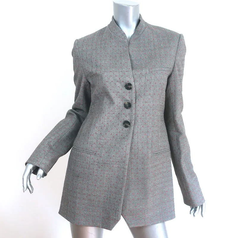 Rosie Assoulin Blazer Gray Stretch Wool Blend Size 6 Single Breasted Jacket