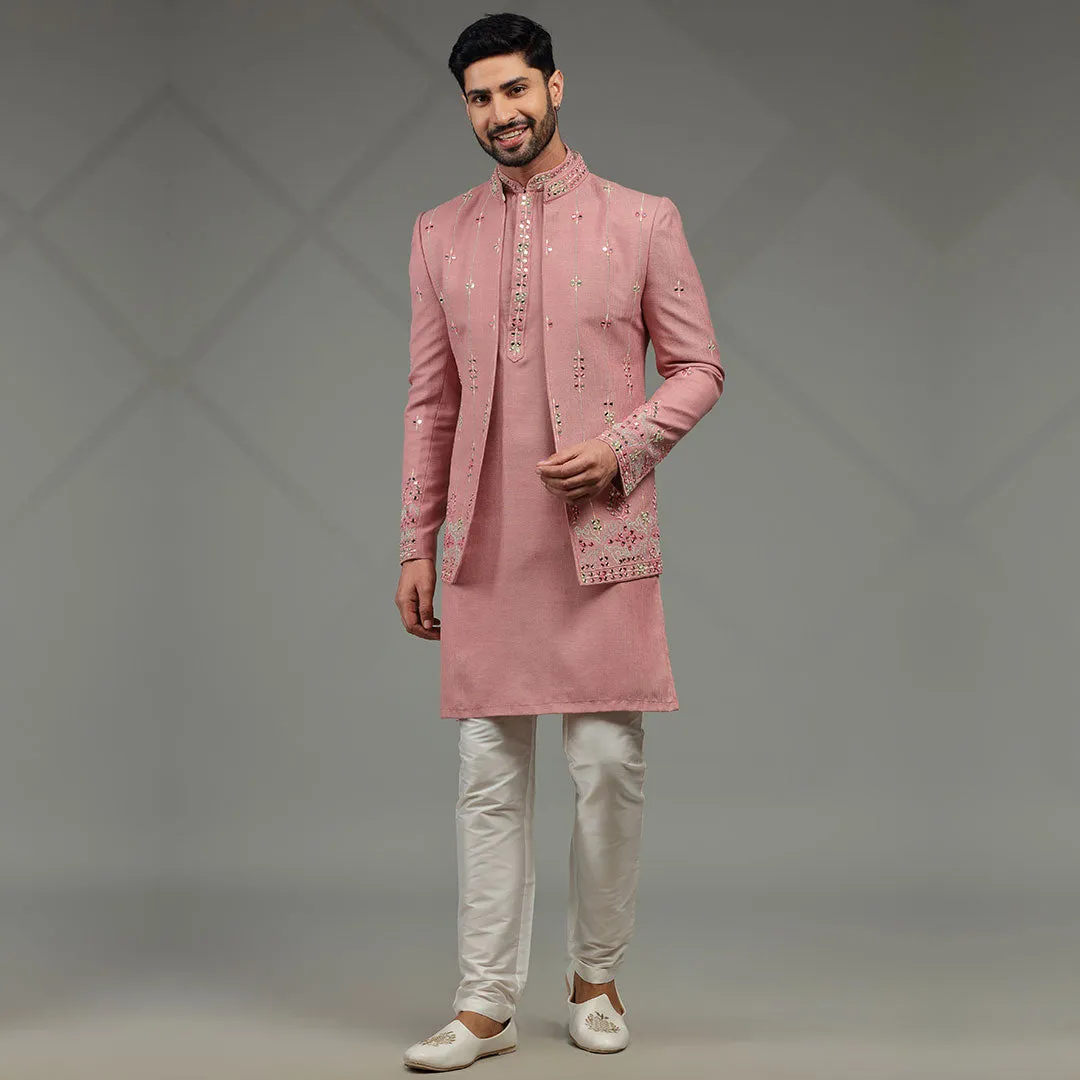 Rosy Fusion  Pink Indowestern for Mens