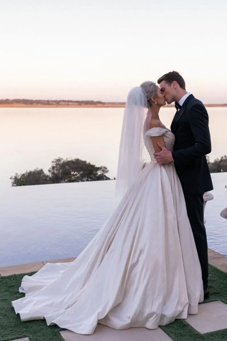 Ruched Off-the-shoulder Satin Bridal Dresses 2020 Online