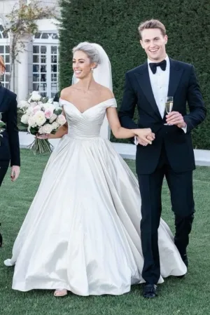 Ruched Off-the-shoulder Satin Bridal Dresses 2020 Online