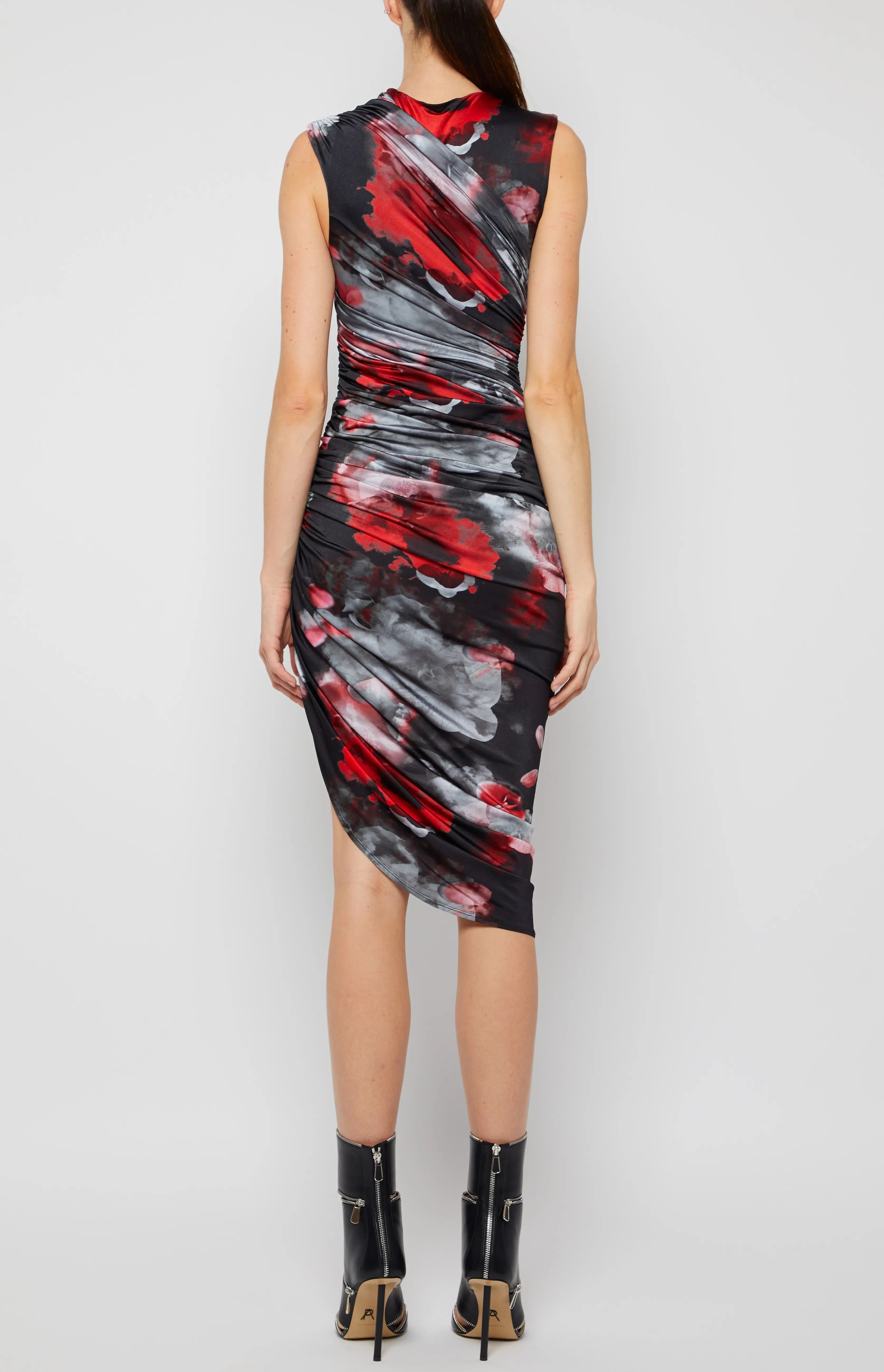 RUCHED SLEEVELESS DRESS