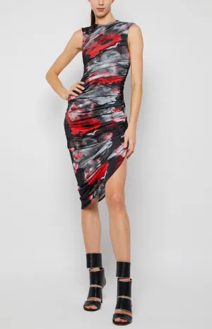 RUCHED SLEEVELESS DRESS