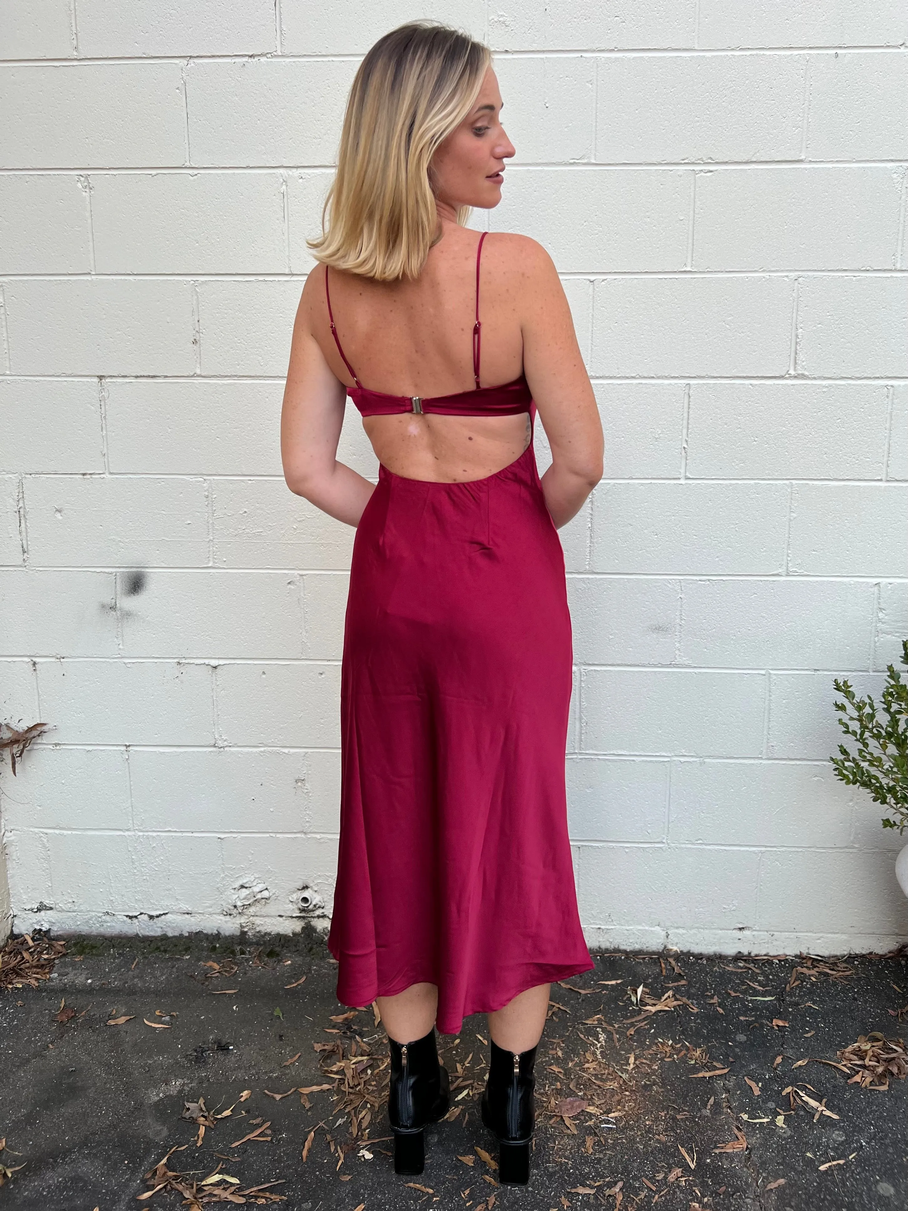 Rumble Sleeveless Satin Midi Dress
