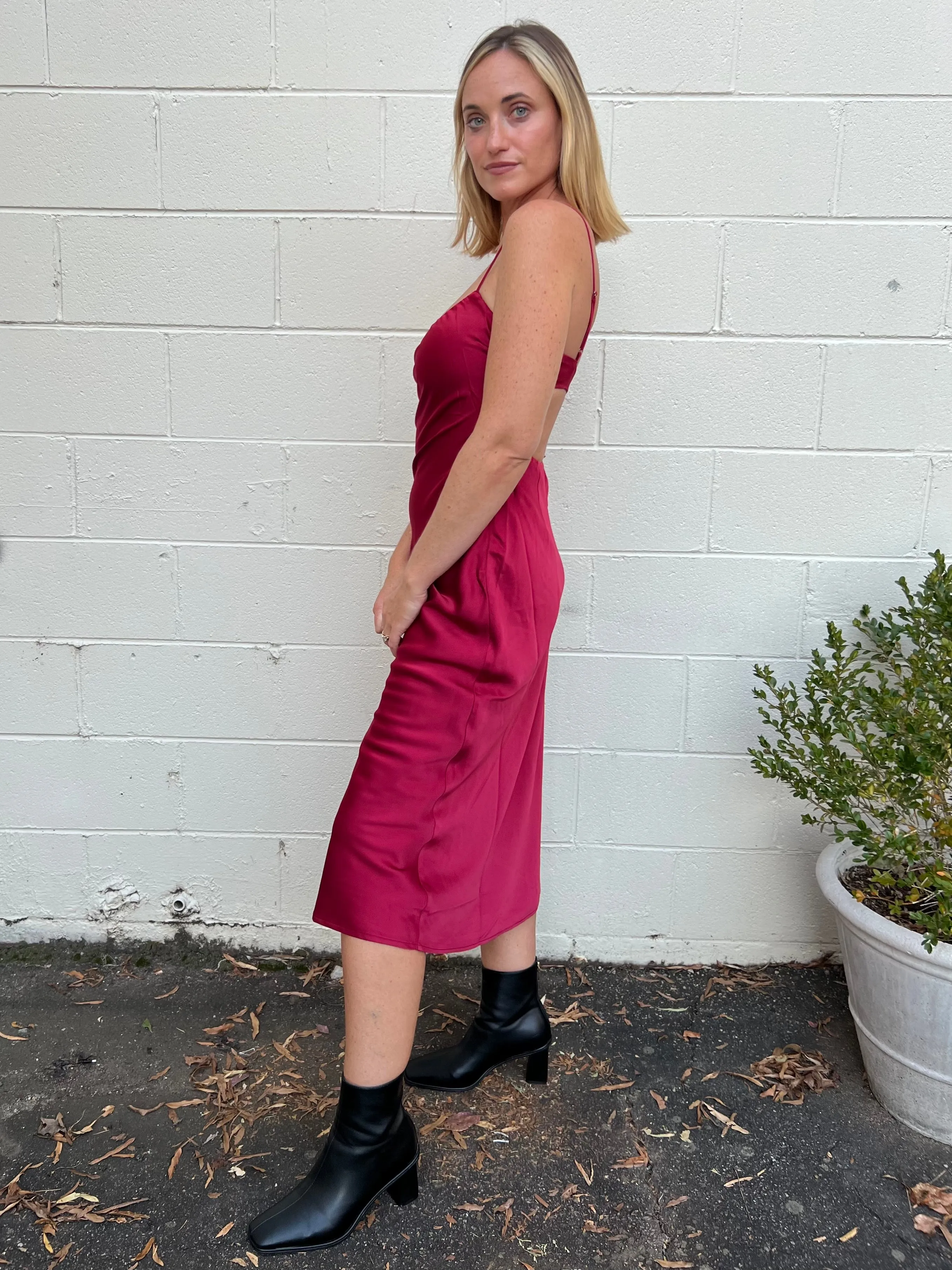 Rumble Sleeveless Satin Midi Dress
