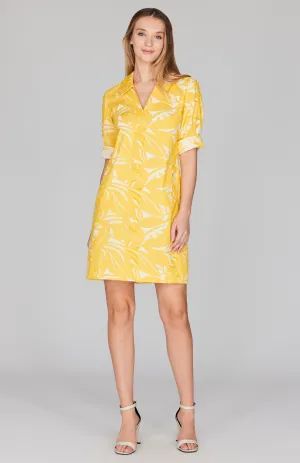 Safari Shirting V Neck Collared Shift Dress