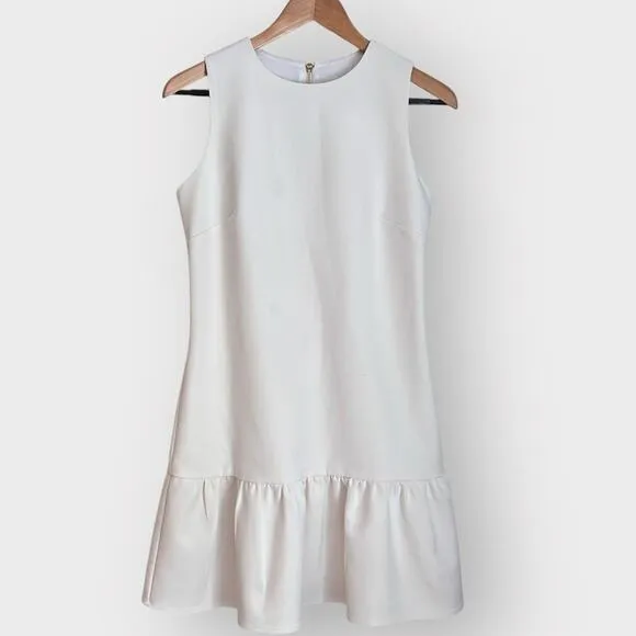 Sail To Sable STS Sleeveless Dress Size 2 White Rayon Nylon Ruffle Hem Womens