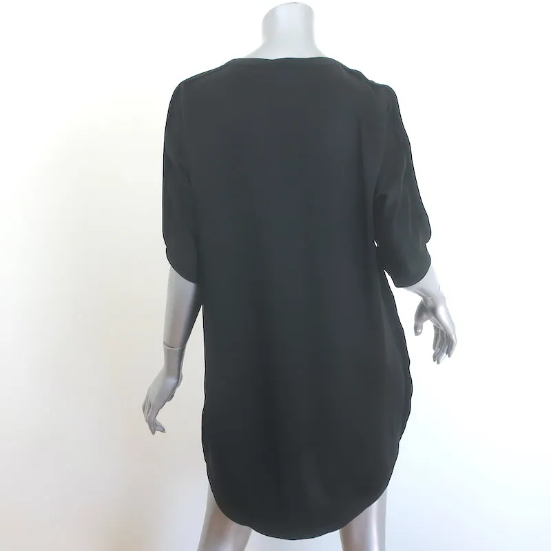 Saint Laurent Keyhole Mini Dress Black Satin Size 38 Short Sleeve Shift