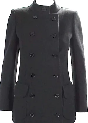 Saint Laurent Rive Gauche Paris. Black Wool Double Breasted Button Down Jacket