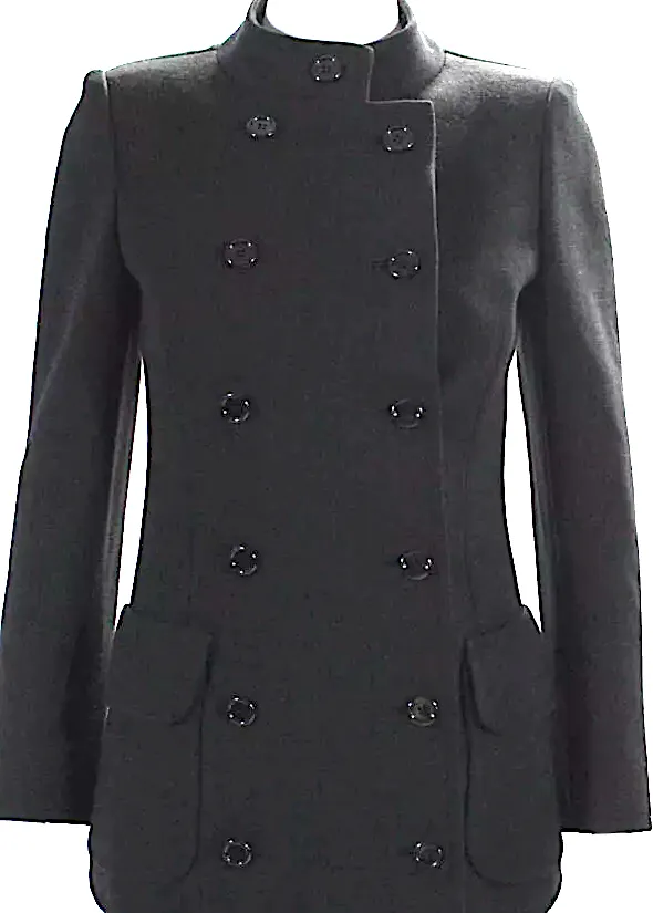 Saint Laurent Rive Gauche Paris. Black Wool Double Breasted Button Down Jacket