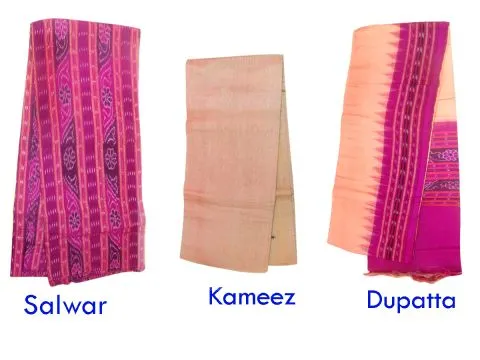 Sambalpuri Cotton Pink And Cream color Ladies Salwar Suit