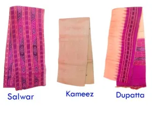 Sambalpuri Cotton Pink And Cream color Ladies Salwar Suit