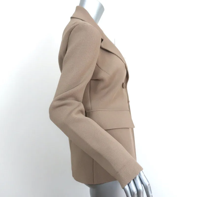 Scanlan Theodore Double Breasted Tailored Jacket Camel Crepe Knit Size Medium