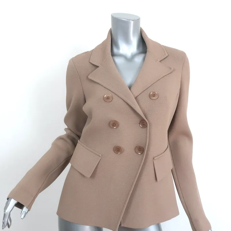 Scanlan Theodore Double Breasted Tailored Jacket Camel Crepe Knit Size Medium