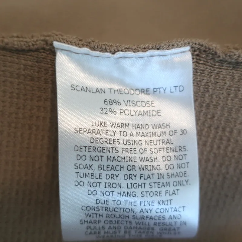 Scanlan Theodore Double Breasted Tailored Jacket Camel Crepe Knit Size Medium