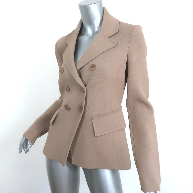 Scanlan Theodore Double Breasted Tailored Jacket Camel Crepe Knit Size Medium