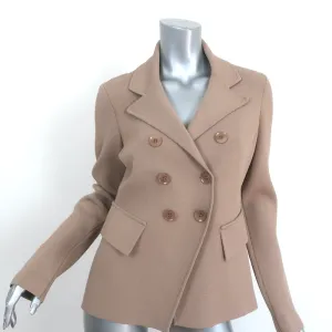 Scanlan Theodore Double Breasted Tailored Jacket Camel Crepe Knit Size Medium