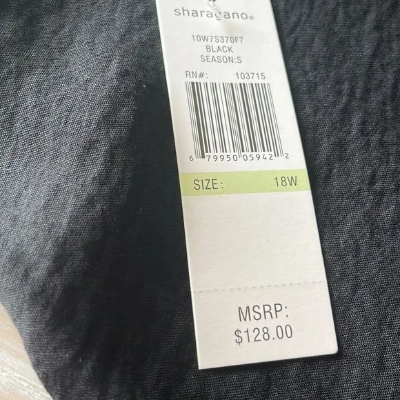 Sharagano black cotton sleeveless swing shift dress 18W NWT
