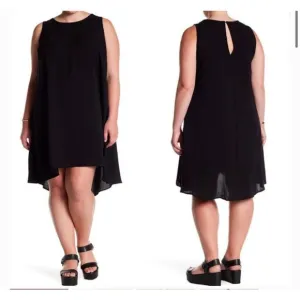Sharagano black cotton sleeveless swing shift dress 18W NWT