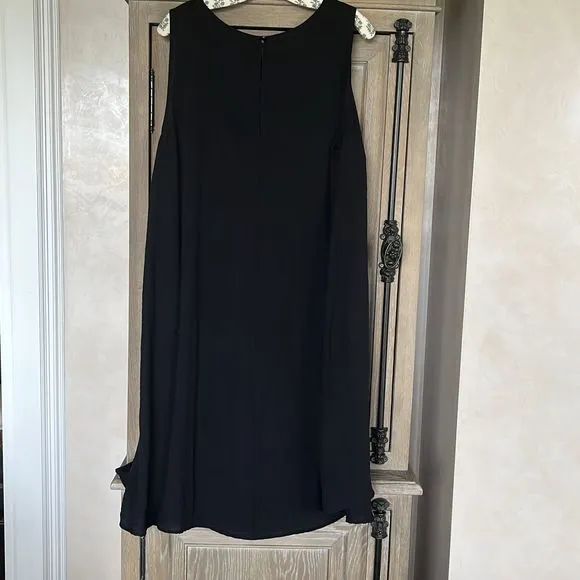 Sharagano black cotton sleeveless swing shift dress 18W NWT