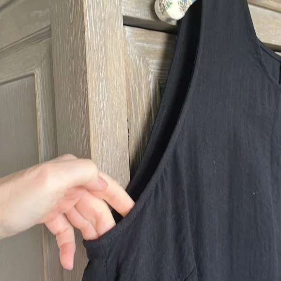 Sharagano black cotton sleeveless swing shift dress 18W NWT