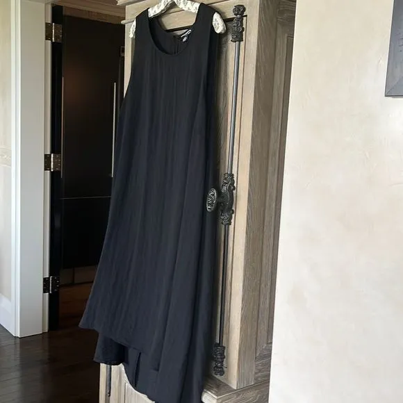 Sharagano black cotton sleeveless swing shift dress 18W NWT
