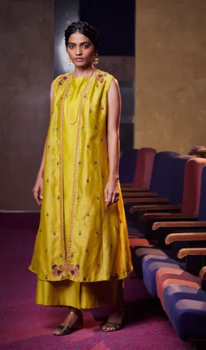 Shikha Mehta Swift Lime Laisa Saree Set Silk Organza Silk Chanderi Lime The Other Me Sm-Aw-03