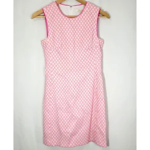Shoshanna Pink Jacquard Diamond Print Shift Mini Dress Sleeveless 2 Back Zip