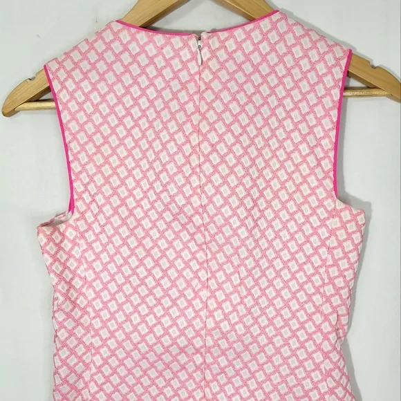 Shoshanna Pink Jacquard Diamond Print Shift Mini Dress Sleeveless 2 Back Zip