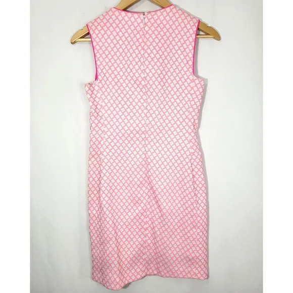 Shoshanna Pink Jacquard Diamond Print Shift Mini Dress Sleeveless 2 Back Zip