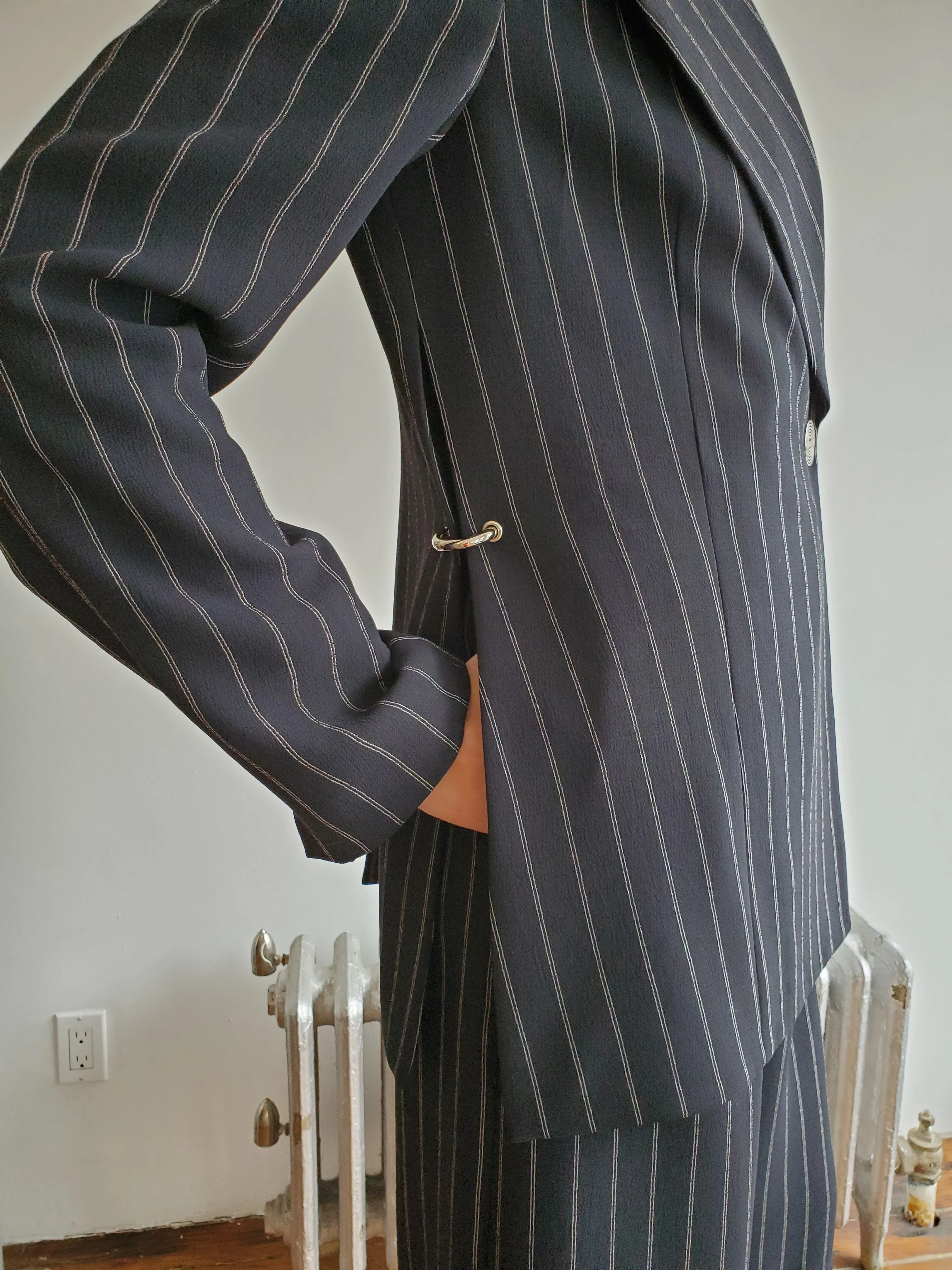 Side Slit Jacket - Pinstripe