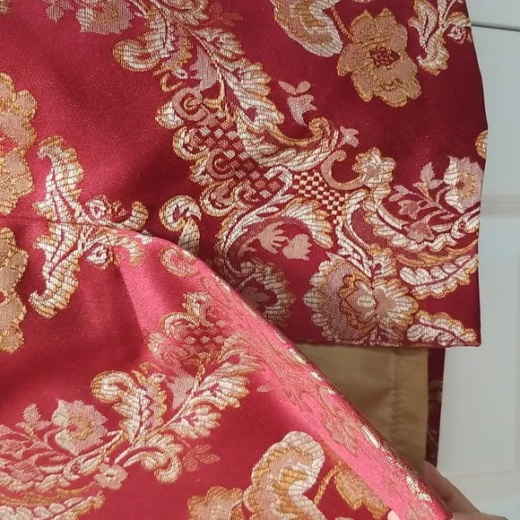 Signature by Larry Levine Red and Gold Brocade Skirt Suit  Size 4