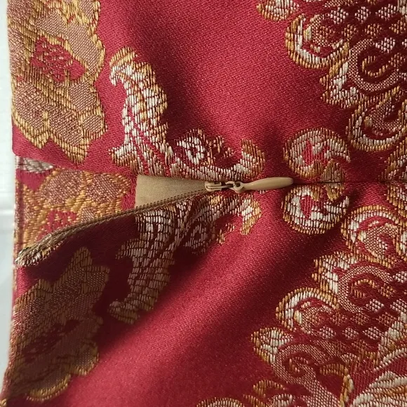 Signature by Larry Levine Red and Gold Brocade Skirt Suit  Size 4