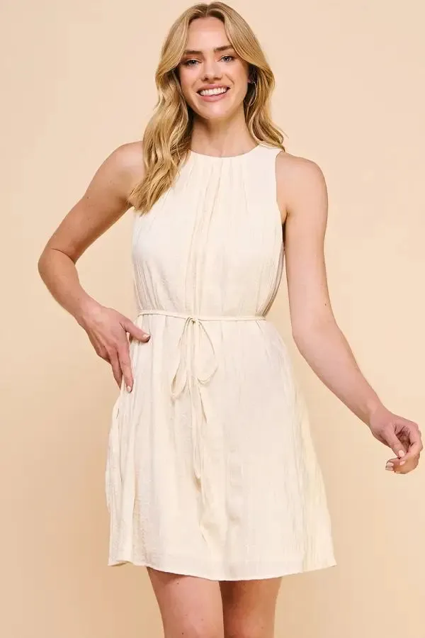 SILKY BAMBOO TEXTURE PLEAT DRESS