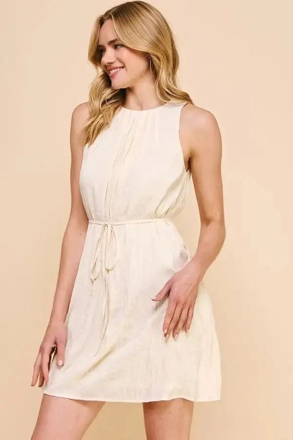SILKY BAMBOO TEXTURE PLEAT DRESS