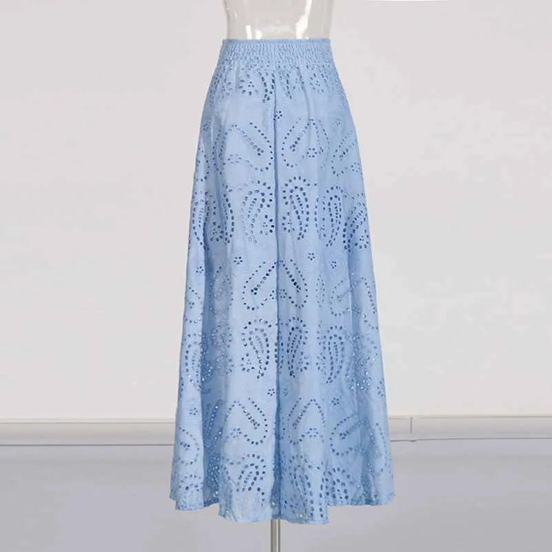 Sleeveless Embroidered Two Piece Long Skirt Suit